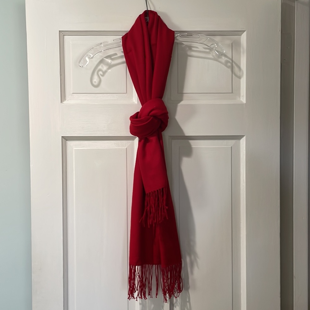 Nordstrom red cashmere scarf. 28” by 80”.  Excellent condition.